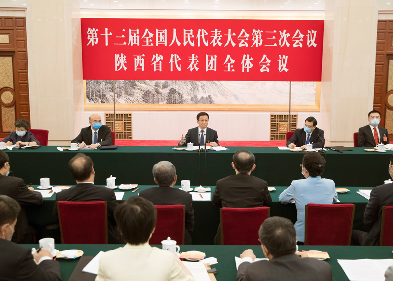 韓正參加陜西代表團(tuán)審議